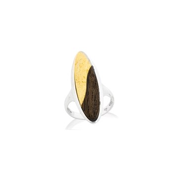 Bague ambre, chêne, Argent 925