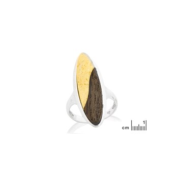 Bague ambre, chêne, Argent 925