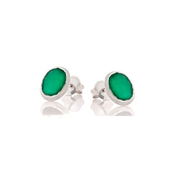 Boucle d'oreille onyx vert, Argent