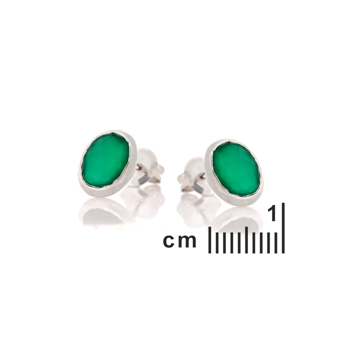 Boucle d'oreille onyx vert, Argent - vue 2