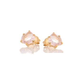Boucle d'oreille coeur quartz rose