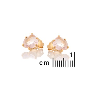 Boucle d'oreille coeur quartz rose