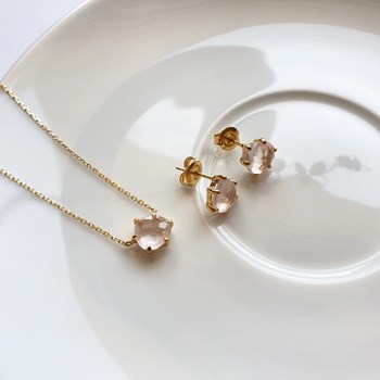 Boucle d'oreille coeur quartz rose