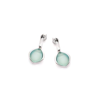 Boucle d'oreille agate aqua, Argent