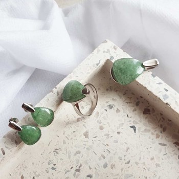 Boucle d'oreille aventurine, Argent