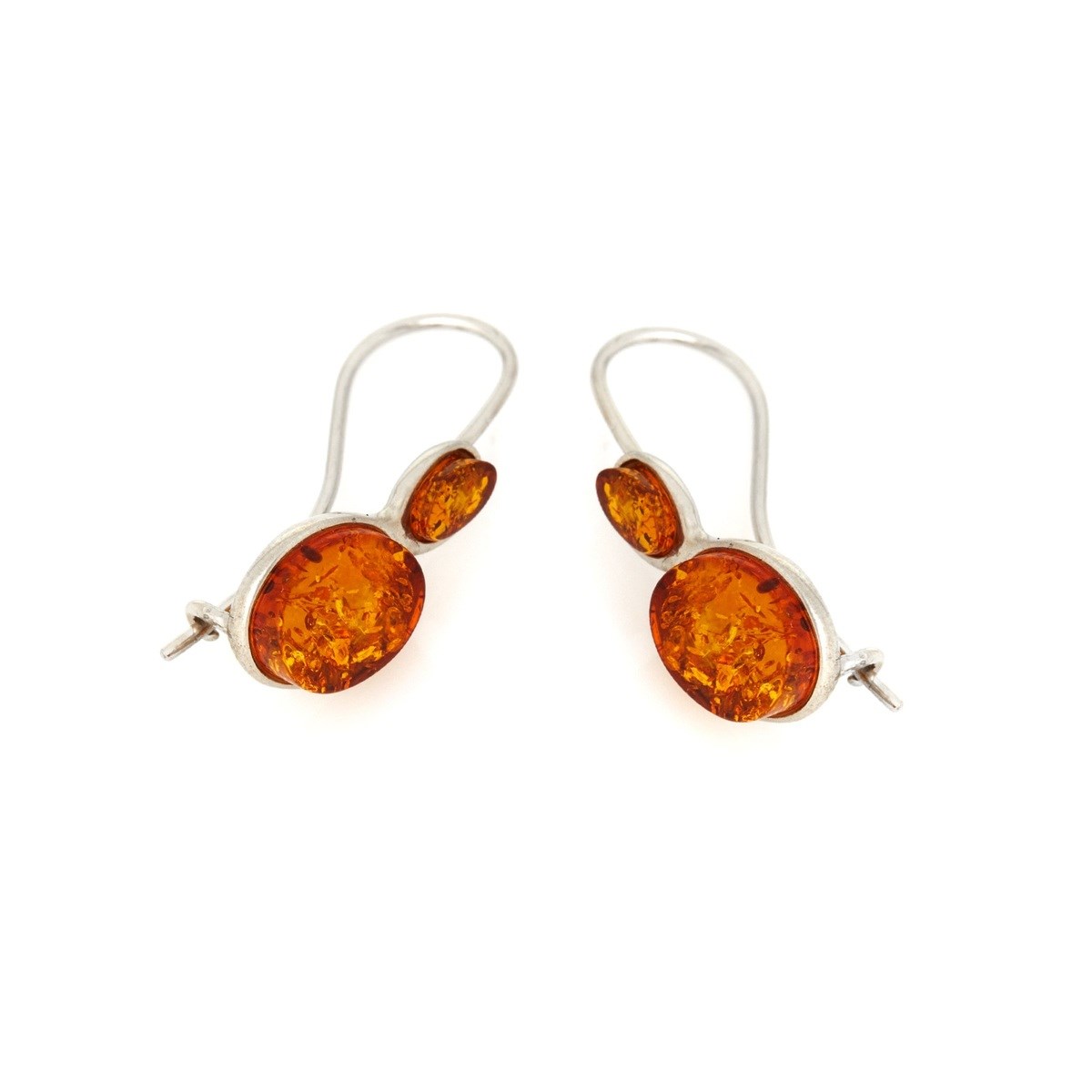 Boucle d'oreille ambre, Argent