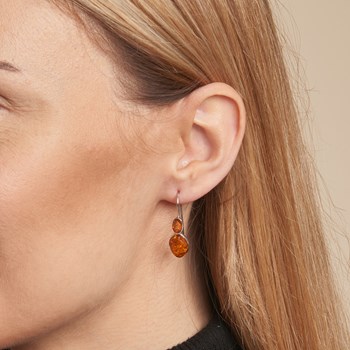 Boucle d'oreille ambre, Argent