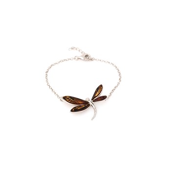 Bracelet libellule ambre, Argent