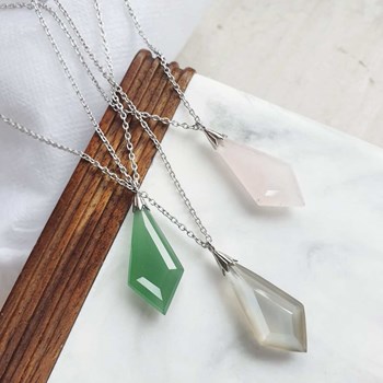 Collier quartz rose, Argent 925
