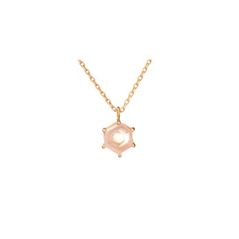 Collier quartz rose naturelle, Doré