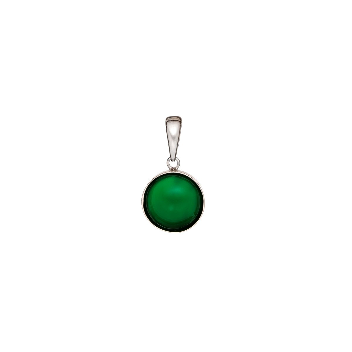 Pendentif rond agate verte, Argent