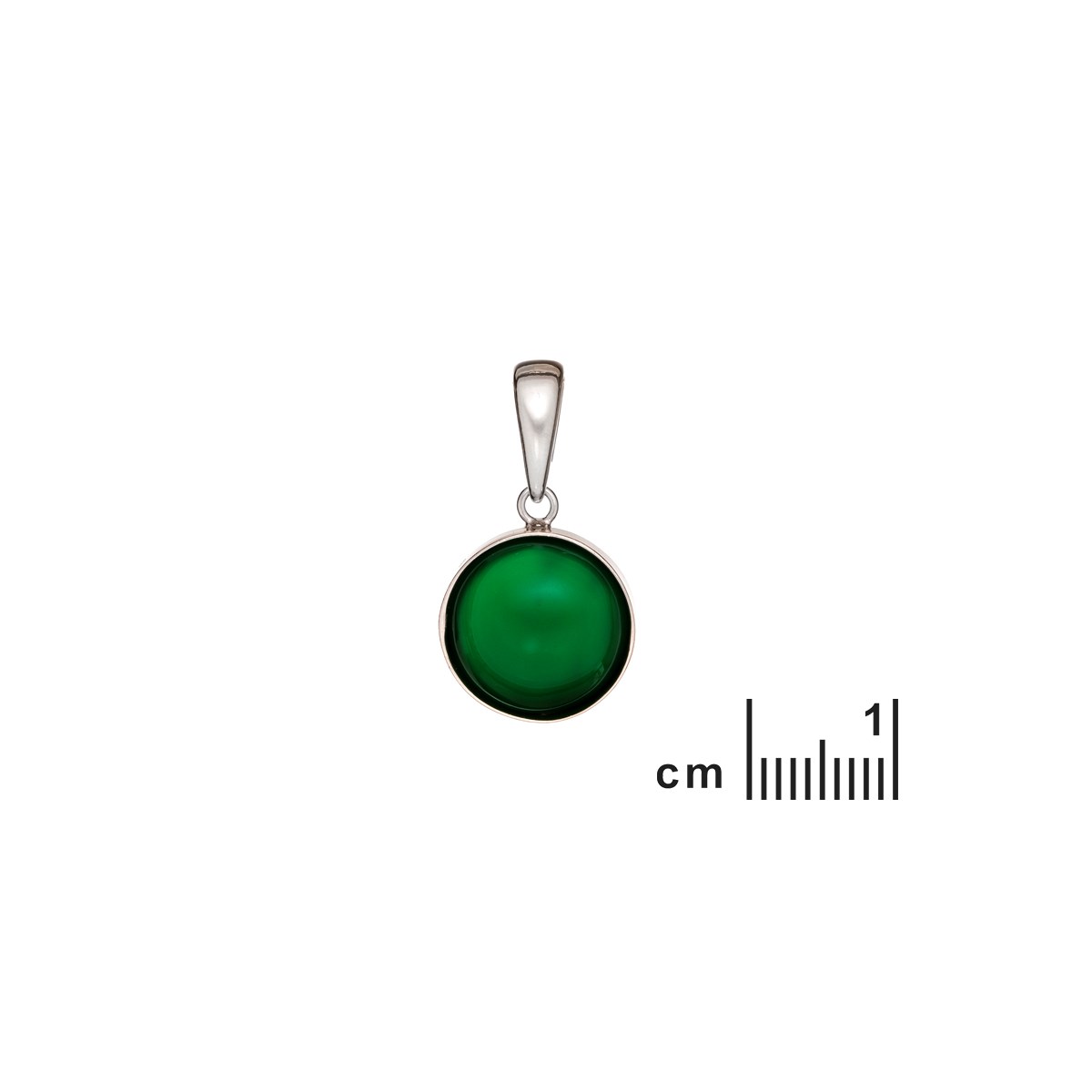 Pendentif rond agate verte, Argent - vue 2