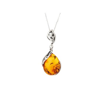 Pendentif ambre naturel, Argent 925