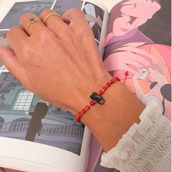 Bracelet en Cornaline et Tourmaline Noire brute Lith