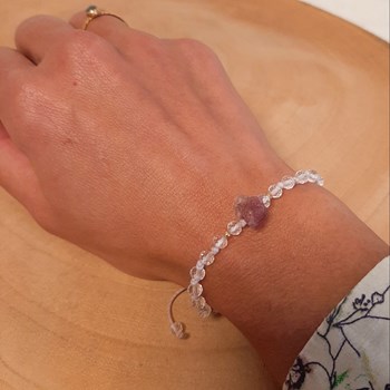 Bracelet en Cristal de Roche et Tourmaline Rose Litha