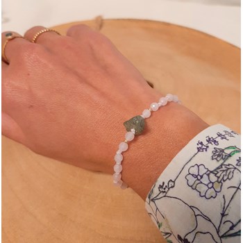 Bracelet en Quartz Rose et Grenat Vert Litha