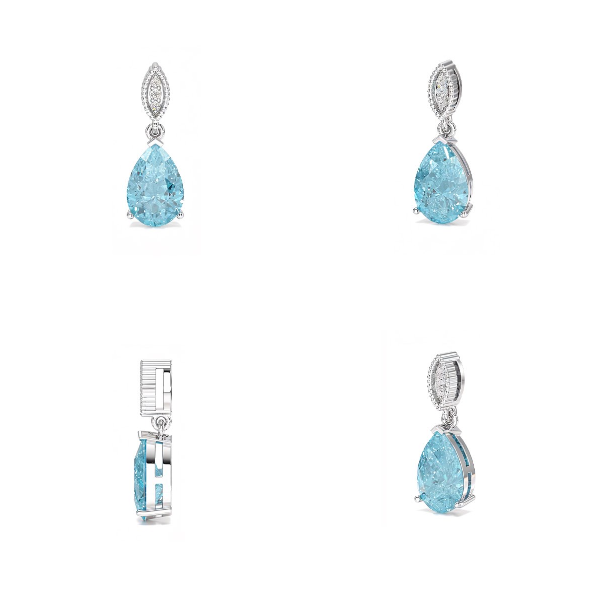 Pendentif Lucinia Argent 925 et Topaze Blue Sky | Pierre de Naissance Décembre | ADEN Joaillerie - vue 3