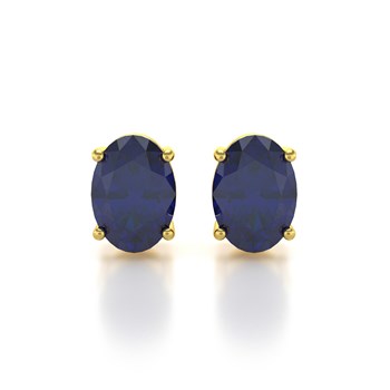 Boucles d'Oreilles Saphir Ovale sur Or 14K | Collection Gemmes Précieuses