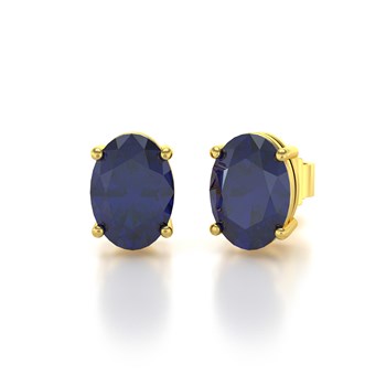 Boucles d'Oreilles Saphir Ovale sur Or 14K | Collection Gemmes Précieuses