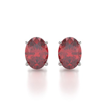 Boucles d'Oreilles Rubis Ovale en Or Blanc 14K | Collection Passion Pourpre