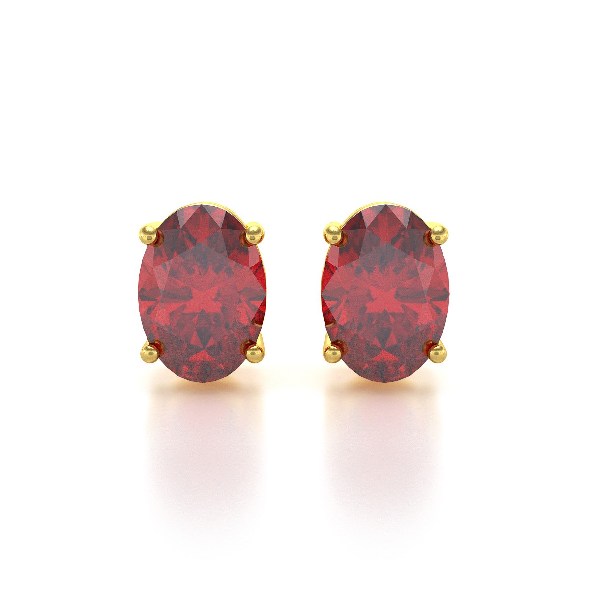 Boucles d'Oreilles Rubis Ovale en Or Jaune 14K | Collection Feu Royal