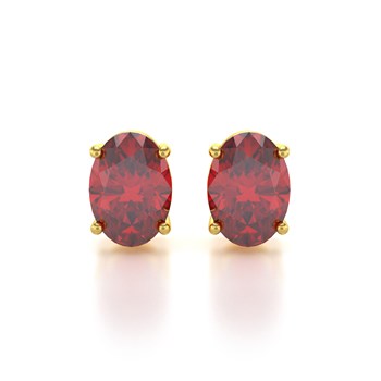 Boucles d'Oreilles Rubis Ovale en Or Jaune 14K | Collection Feu Royal
