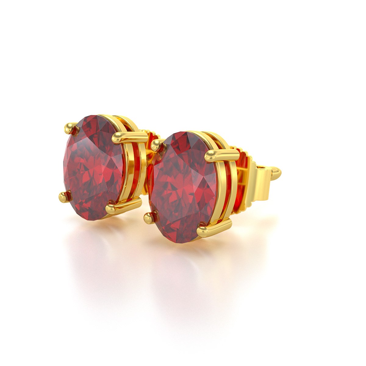 Boucles d'Oreilles Rubis Ovale en Or Jaune 14K | Collection Feu Royal - vue 3