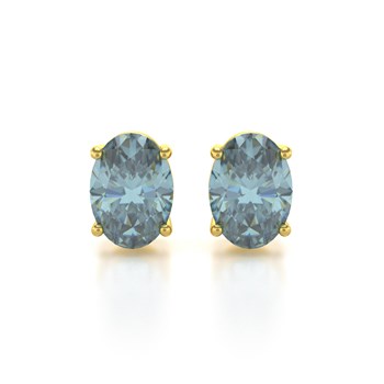 Boucles d'Oreilles Aigue-Marine Ovale en Or Jaune 14K | Collection Vague Céleste
