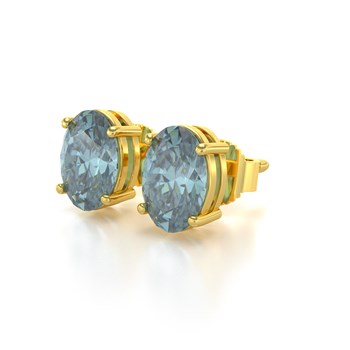Boucles d'Oreilles Aigue-Marine Ovale en Or Jaune 14K | Collection Vague Céleste