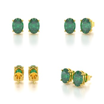 Boucles d'Oreilles Émeraude Ovale Or Jaune - Collection Lumière Verte