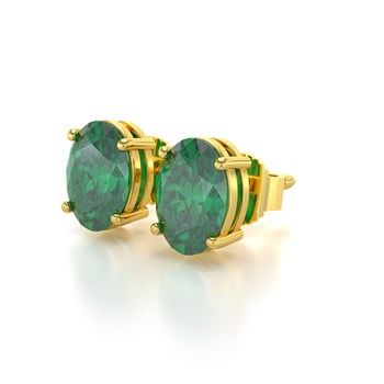Boucles d'Oreilles Émeraude Ovale Or Jaune - Collection Lumière Verte