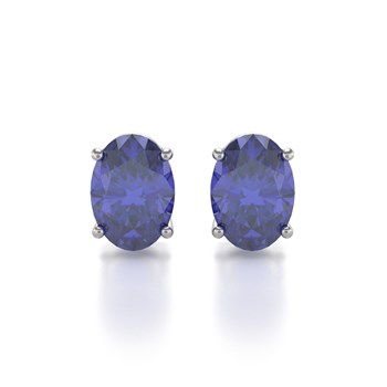 Boucles d'Oreilles Tanzanite Ovale Or Blanc - Collection Nuit Mystérieuse