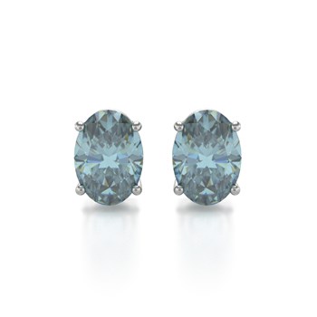 Boucles d'Oreilles Aigue-Marine Ovale Or Blanc - Collection Océan Cristallin