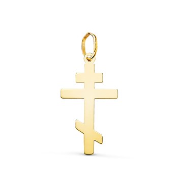 Pendentif Médaille Or 18 Carats 750 Jaune - Croix Orthodoxe - Chaine Offerte - Moyenne Taille