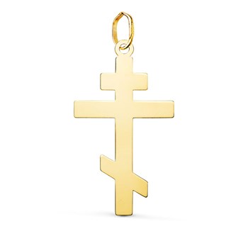 Pendentif Médaille Or 18 Carats 750 Jaune - Croix Orthodoxe - Chaines Offertes - Grande Taille