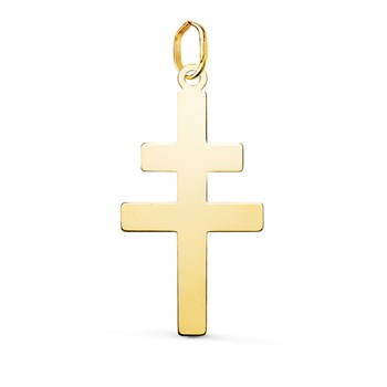 Pendentif Médaille Or 18 Carats 750 Jaune - Croix de Lorraine - Chaines Offertes - Grande Taille
