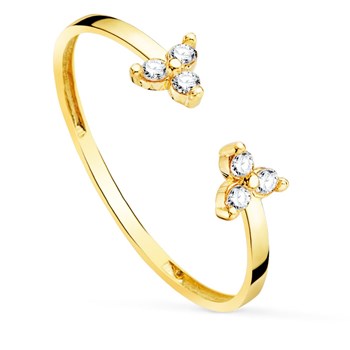 Ring 18 Carats Gold 750 Yellow - Set with Diamonds - Open