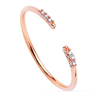 Bague Or 18 Carats 750 Rose - Sertie de Diamants - Ouverte