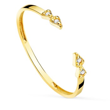 Ring 18 Carats Gold 750 Yellow - Set with Diamonds - Open