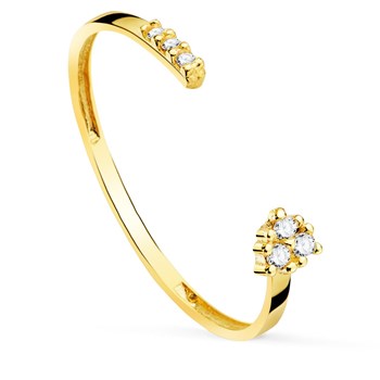 Ring 18 Carats Gold 750 Yellow - Set with Diamonds - Open