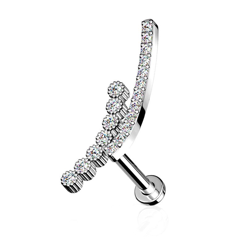Piercing oreille en acier chirurgical avec barrettes de strass 6mm