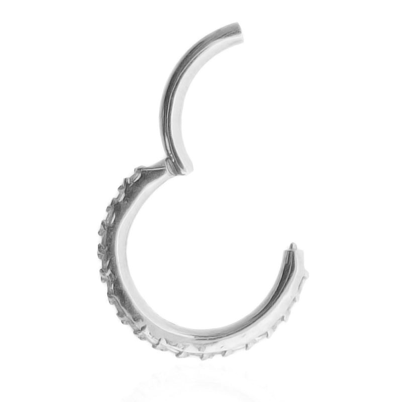 Anneau clicker acier et cristaux de Swarovski griffés 9mm - vue 2