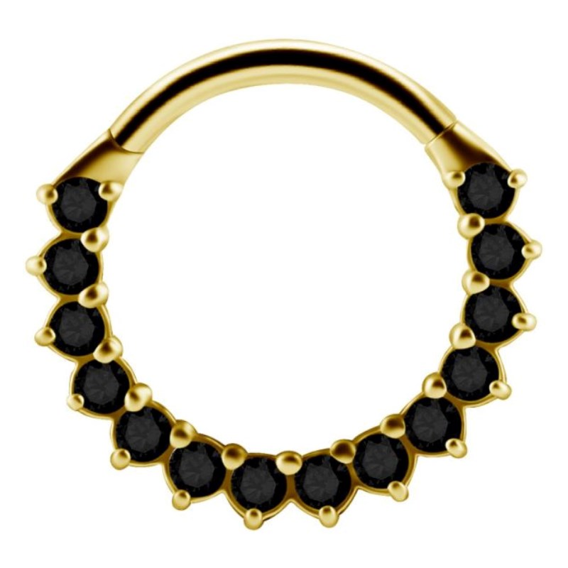Anneau clicker 6mm avec zircon noir pour l'oreille