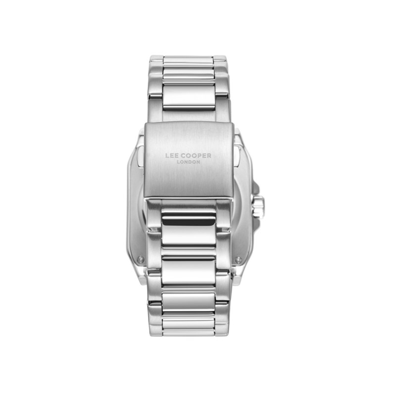 EDWARD - Montre Homme - Analogique Mouvement Squelette Automatique - Boitier carré en métal argenté - Cadran squelette bleu - vue 4
