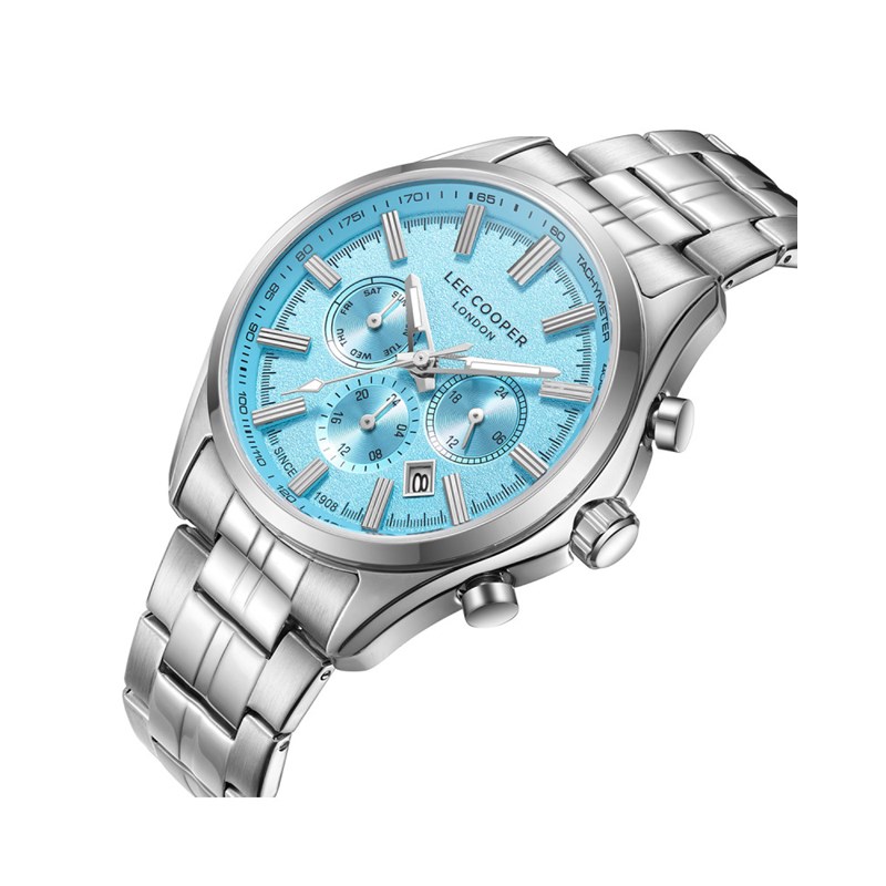 MARK - Montre Homme - Analogique Mouvement Quartz Multifonction - Boitier rond en métal argenté - Cadran bleu - vue 2