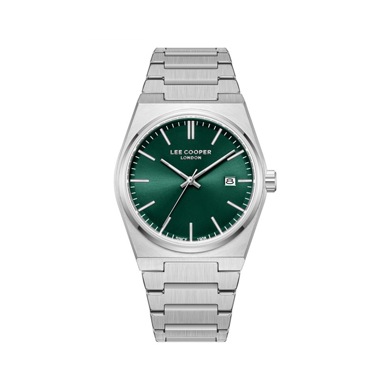 STANLEY - Montre Homme - Analogique Mouvement Quartz 3 aiguilles et date - Boitier tonneau en métal argenté - Cadran vert