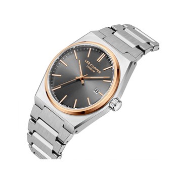 STANLEY - Montre Homme - Analogique Mouvement Quartz 3 aiguilles et date - Boitier tonneau en métal argenté - Cadran gris