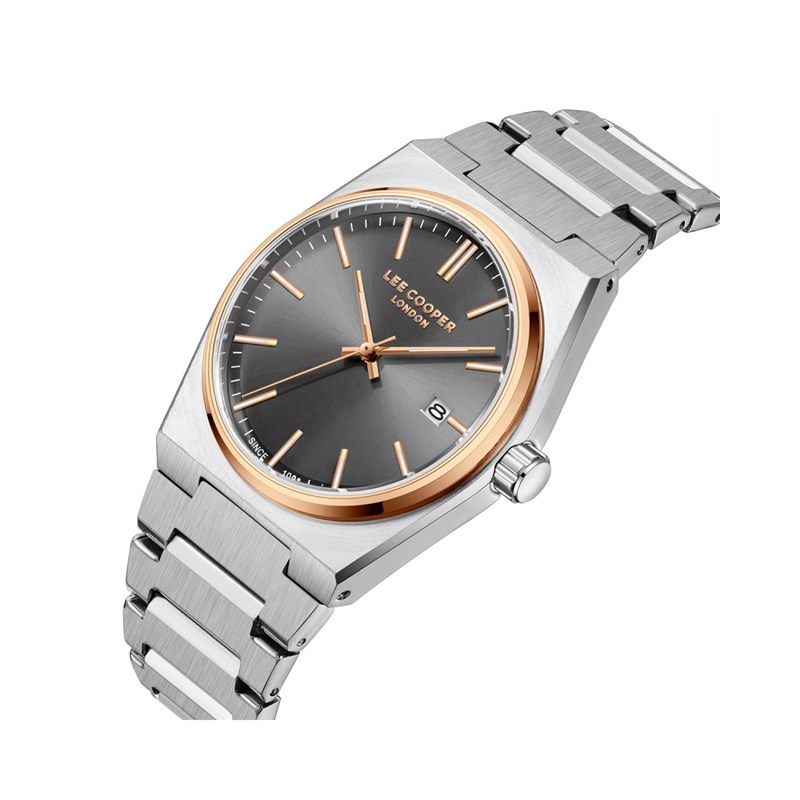STANLEY - Montre Homme - Analogique Mouvement Quartz 3 aiguilles et date - Boitier tonneau en métal argenté - Cadran gris - vue 2