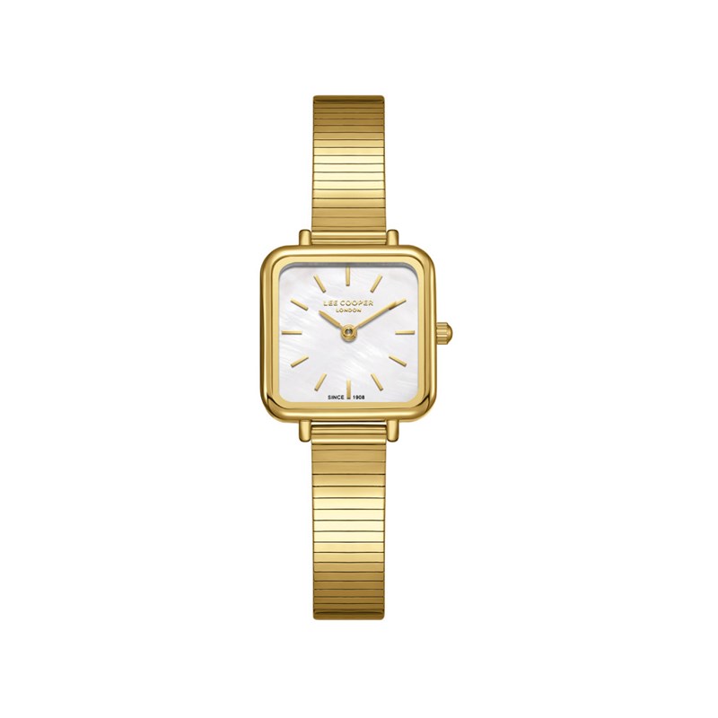HARPER - Montre Femme - Analogique Mouvement Quartz 2 aiguilles - Boitier carré en métal doré