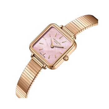 HARPER - Montre Femme - Analogique Mouvement Quartz 2 aiguilles - Boitier carré en métal doré rose